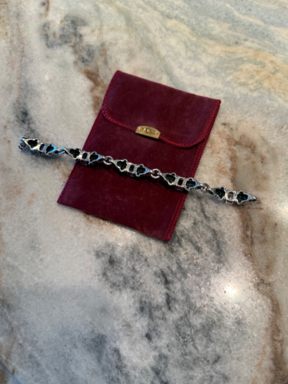 LAGOS 925 Sterling Silver 18K Gold Glacier Caviar White Topaz Link 7.5" Bracelet - Picture 12 of 16
